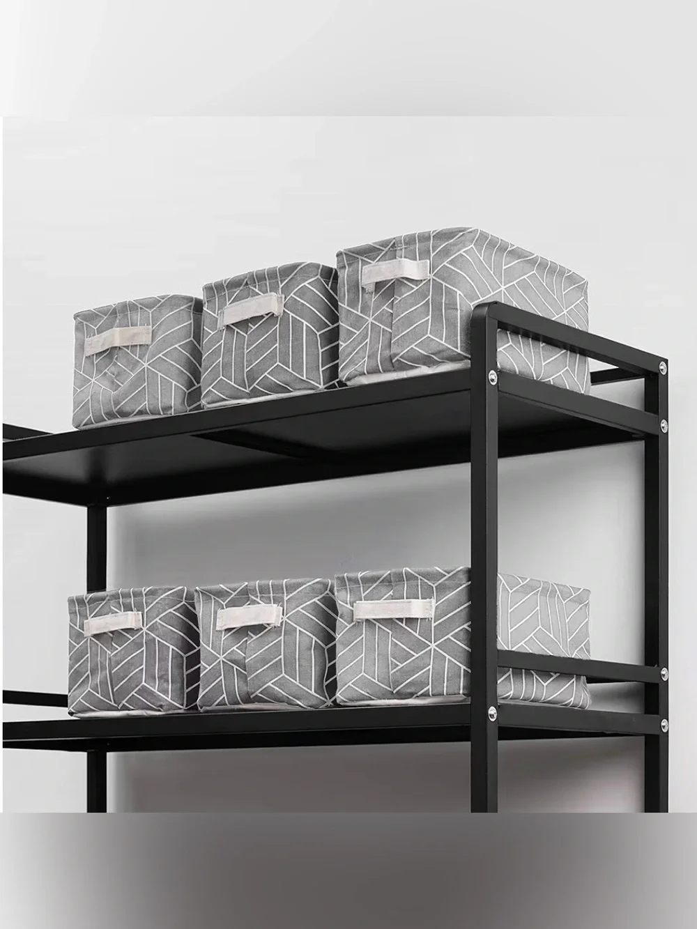 CROWNED 6-Pack Foldable Fabric Storage Bins – Gray/White